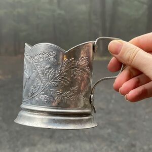 Pair of USSR Tea Glass Holders Podstakannik Aluminum Bison Design подстаканник